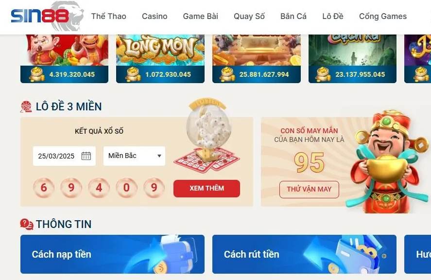 Khám phá ba trò chơi nổi bật tại nhà cái Sin88